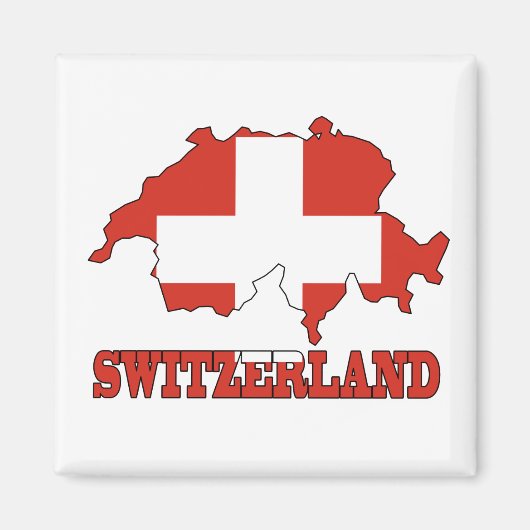 スイスの地図に記載された国旗 マグネット (正面)