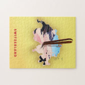 スイスの地図スキー旅行ポスター。 ジグソーパズル (横)