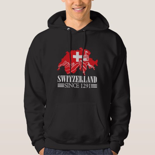 スイスの地図1291年山岳スイス国旗 パーカ (正面)