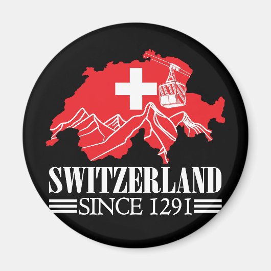 スイスの地図1291年山岳スイス国旗 マグネット (正面)