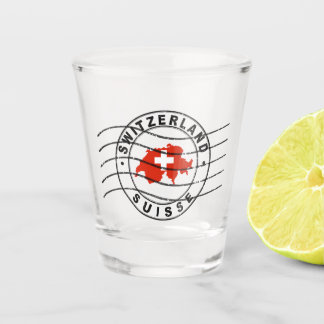 スイスの地図、パスポート切手 ショットグラス