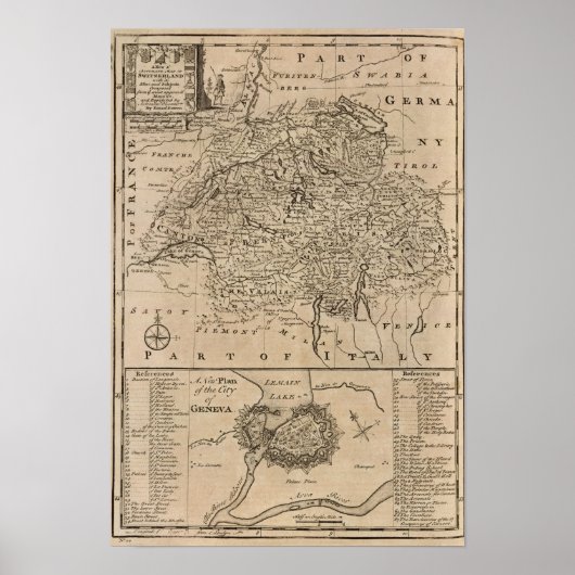 スイスの地図 ポスター (正面)