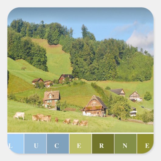 スイスの夏の風景 スクエアシール (正面)