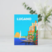 スイスの夏、ルガーノ湖での帆走 ポストカード (スタンド正面)