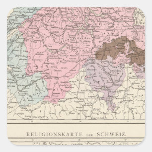 スイスの宗教と言語の地図 スクエアシール
