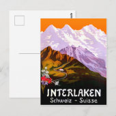 スイスの山々がそびえるインターラーケンの街 ポストカード (正面/裏面)