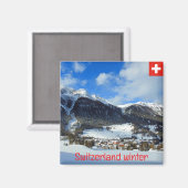 スイスの山々の冬 マグネット (正面/裏面)