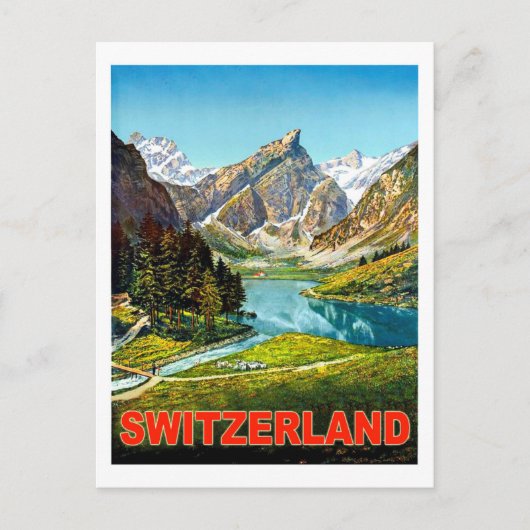 スイスの山々の夏、ヴィンテージ旅行 ポストカード (正面)