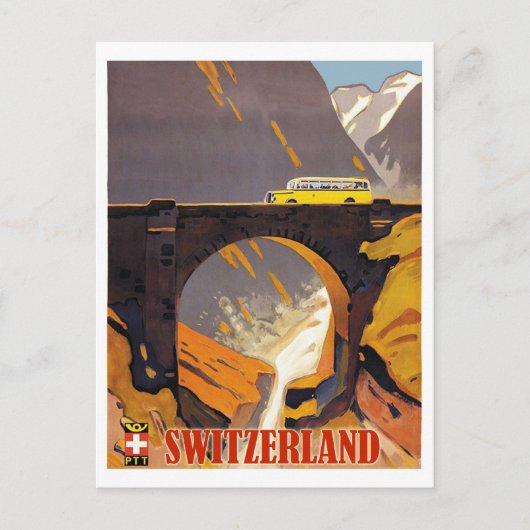 スイスの山々、ヴィンテージ航空旅行 ポストカード (正面)