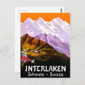 スイスの山の下のインターラケン市 ポストカード (正面/裏面)