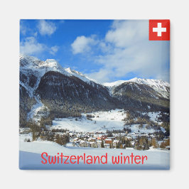 スイスの山の冬 マグネット