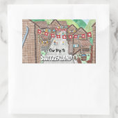 スイスの山の町の漫画スケッチのシール 長方形シール (バッグ)