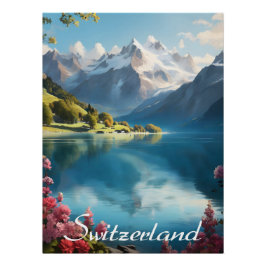スイスの山岳湖旅行ポスター ポスター