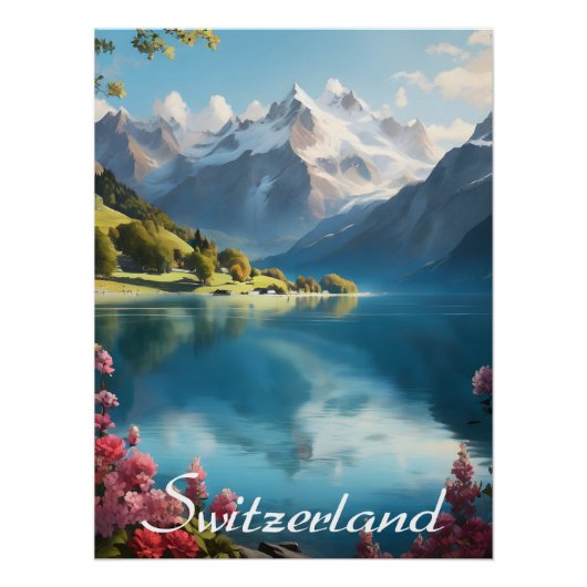 スイスの山岳湖旅行ポスター ポスター (正面)