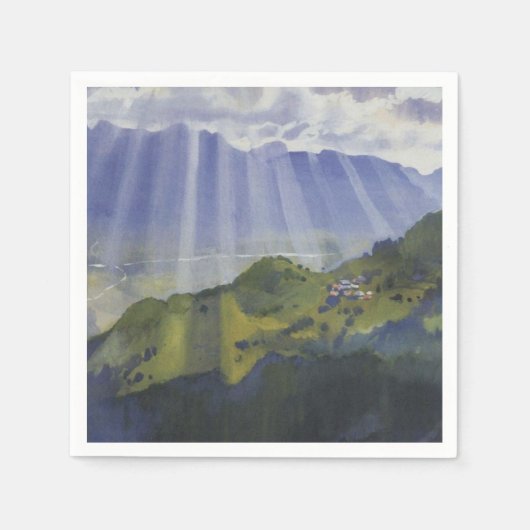 スイスの山景色(Serebriakova) スタンダードカクテルナプキン (正面)