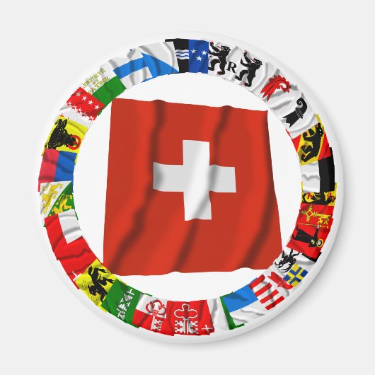 スイスの州の国旗 マグネット (正面)