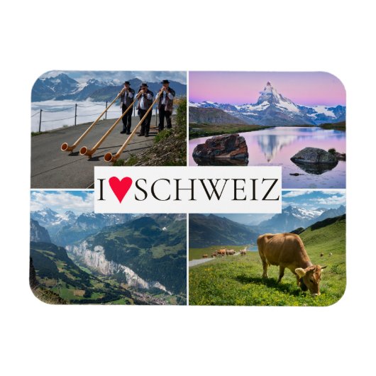 スイスの思い出フォトコラージュ マグネット (横)