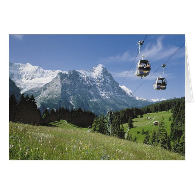 スイスの挨拶状、Grindelwaldのケーブル・カー (正面横)