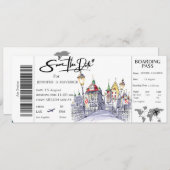 スイスの搭乗券 Save the Date チケット 招待状 (正面/裏面)