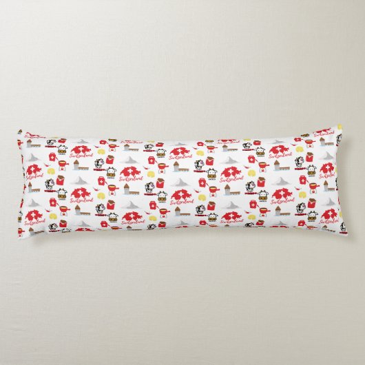 スイスの旅行アイコンのパターン ボディピロー (裏面)