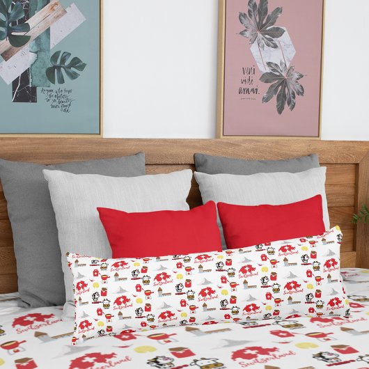 スイスの旅行アイコンのパターン ボディピロー