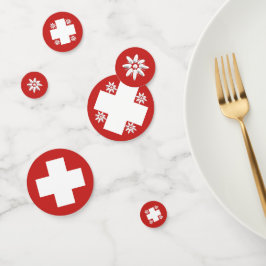 スイスの旗およびedelweiss コンフェッティ