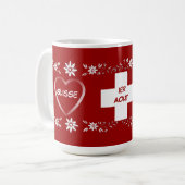 スイスの旗およびedelweiss コーヒーマグカップ (正面左)