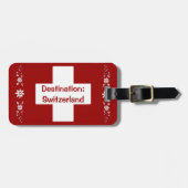 スイスの旗およびedelweiss ラゲッジタグ (正面横)