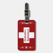 スイスの旗およびedelweiss ラゲッジタグ (正面縦)