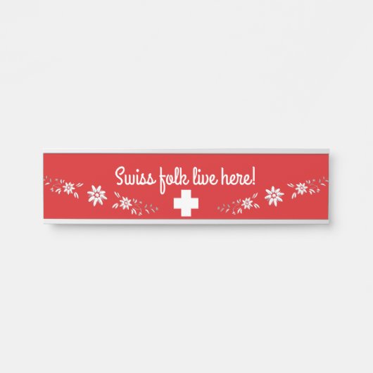 スイスの旗とエデルワイス サインプレート (正面)