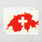 スイスの旗の地図 ポストカード (正面/裏面)