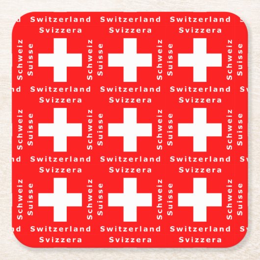 スイスの旗スイス連邦共和国Schweiz Suisse Bundesfeier スクエアペーパーコースター (正面)