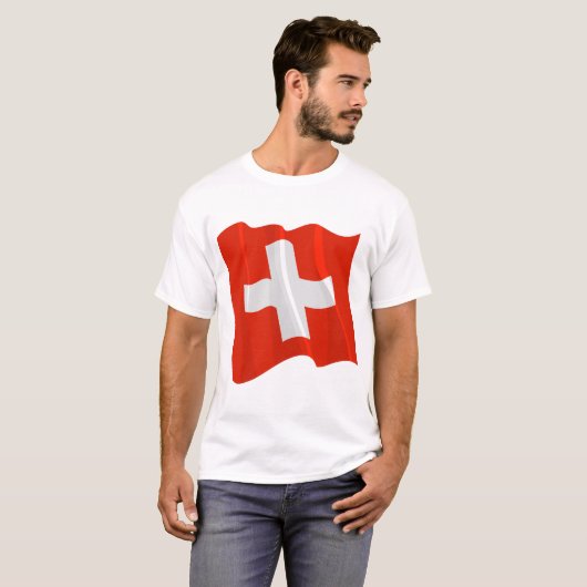 スイスの旗メンズTシャツ Tシャツ (正面フル)