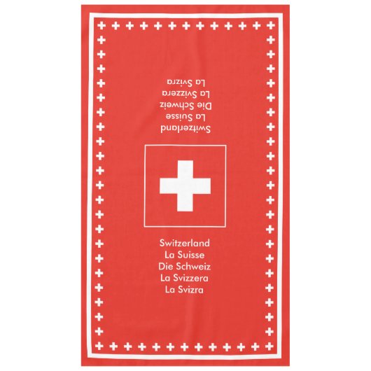 スイスの旗-フォンデュのチーズパーティーの夕食 テーブルクロス (正面)