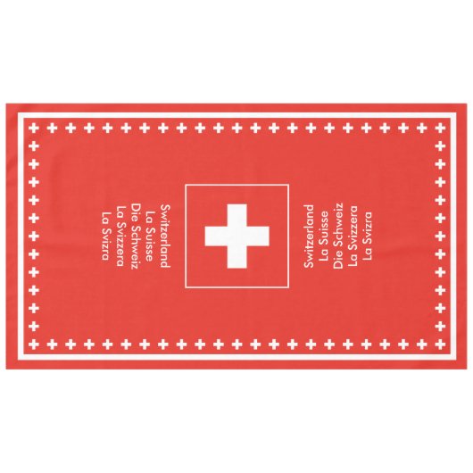 スイスの旗-フォンデュのチーズパーティーの夕食 テーブルクロス (正面(横))