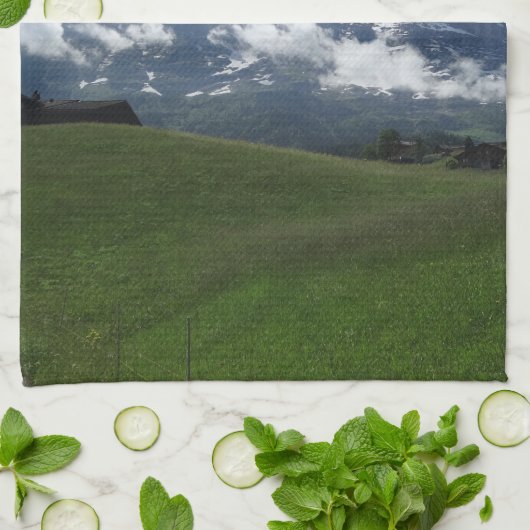 スイスの景色 キッチンタオル (折り畳み)