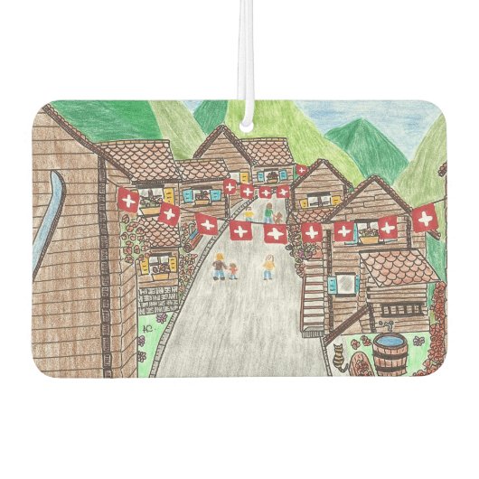 スイスの村の車の空気清浄機 カーエアーフレッシュナー (正面)