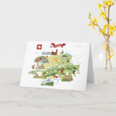 スイスの漫画の地図 カード (黄色い花)