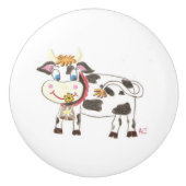 スイスの牛のセラミックノブ セラミックノブ (正面)