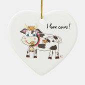 スイスの牛のセラミックハートの形のクリスマス装飾 セラミックオーナメント (裏面)
