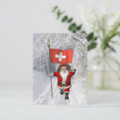 スイスの看板のあるサンタクロース シーズンポストカード (スタンド正面)