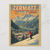 スイスの自然豊かなゼルマットスキーギフト ポストカード (正面)
