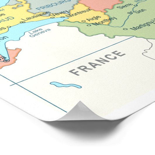 スイスの詳細地図 ポスター (角)