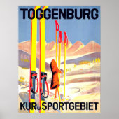 スイスの雪の中でスキーをするToggenburg ポスター (正面)