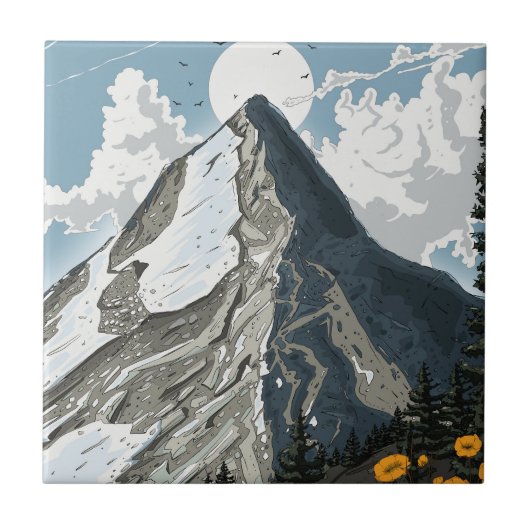 スイスの雪山 タイル (正面)