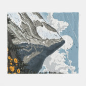 スイスの雪山 フリースブランケット (正面(横))