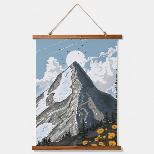 スイスの雪山 吊り下げ型タペストリー (正面)