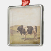 スイスの風景の中の牛（Ferdinand Hodler著） メタルオーナメント (左)
