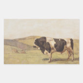 スイスの風景の中の牛（Ferdinand Hodler著） 長方形シール (正面)