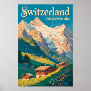 スイスの風景イラスト旅行アート ポスター